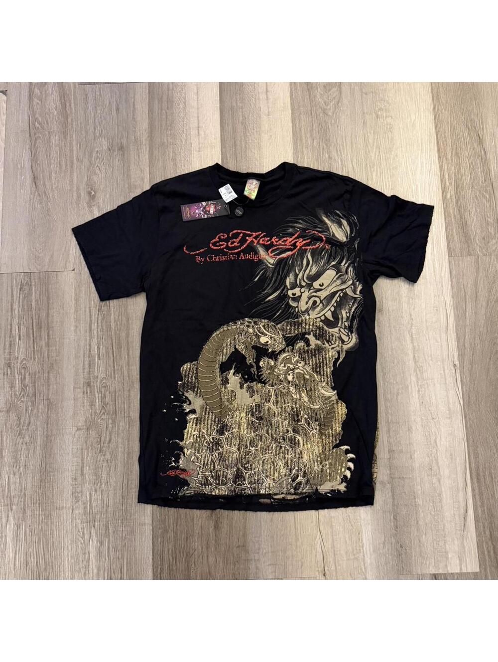 Y2K NWT Ed Hardy black t-shirt with dragon design, Size XXL #tattoo